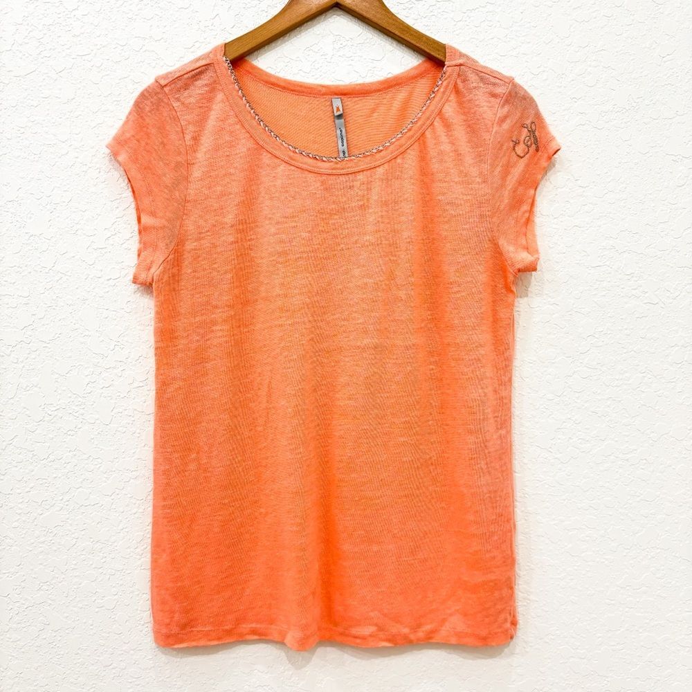 Cop Copine Ensoleiller Tee Shirt Peach Pink Linen Large
